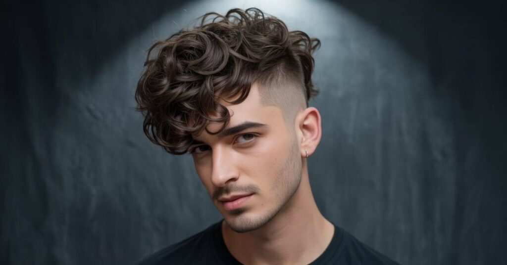 Burst Fade Mullet Curly Hair