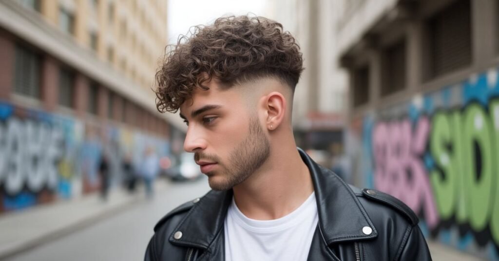 Burst Fade Mullet Curly Hair