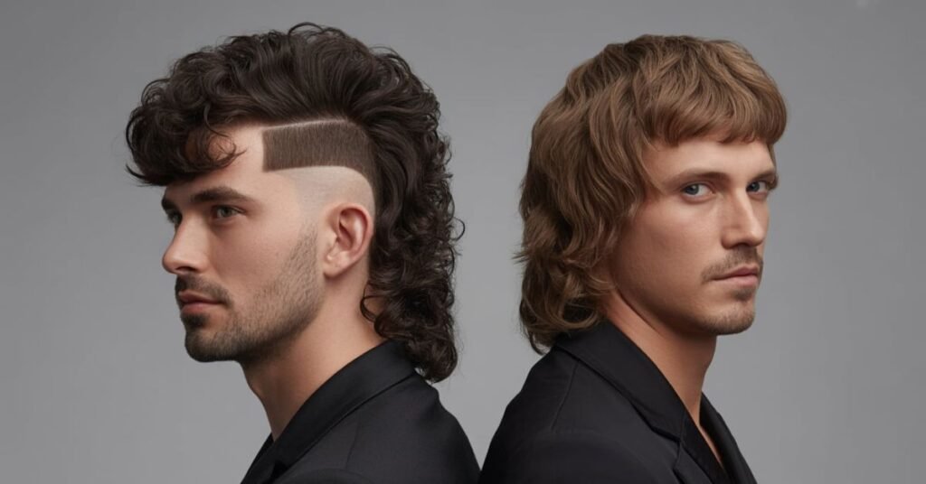 Burst Fade Mullet Curly Hair