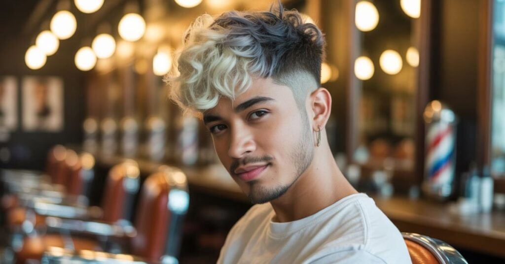 Burst Fade Mullet Curly Hair