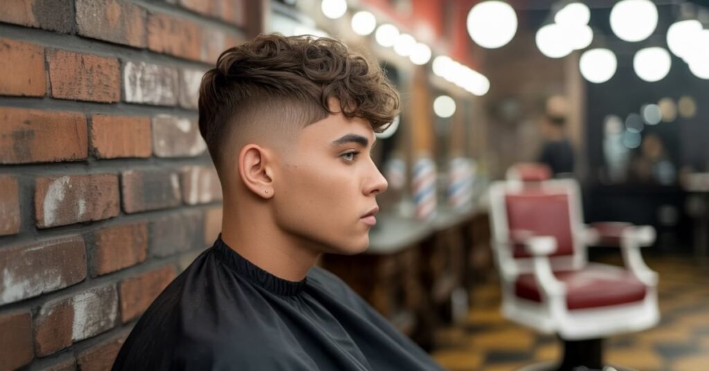 Burst Fade Mullet Curly Hair