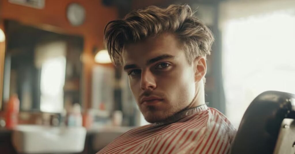 Straight Hair Burst Fade Mullet