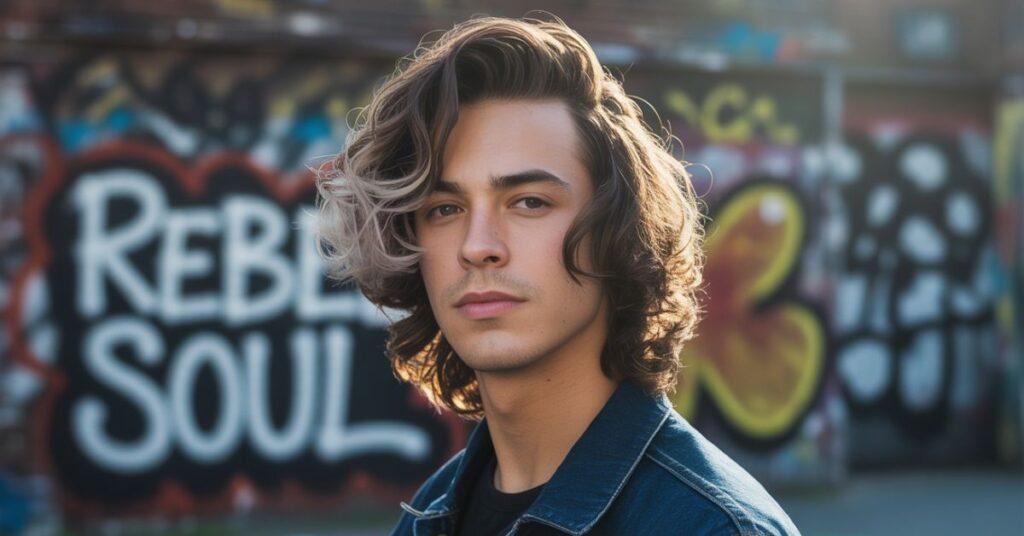 wavy hair mullet